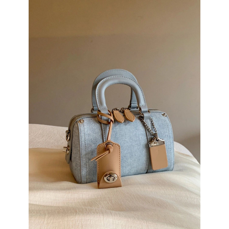 High-value French-style handheld Boston bag for women. New denim single-shoulder cross body bag Popular pillow bag