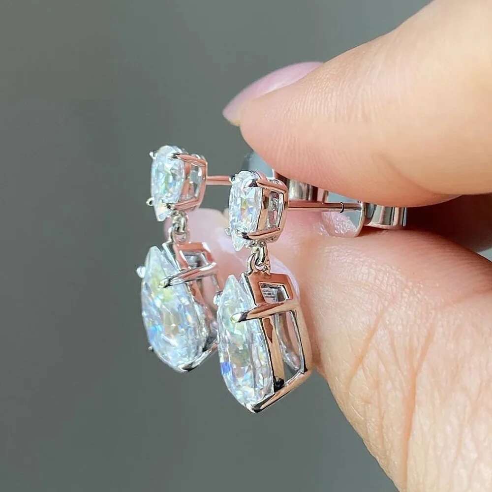 7 Carat Luxury Pear Cut Full Moissnite Drop Earrings for Women S925 Silver Water Drop Diamond Earring with GRA Certificates