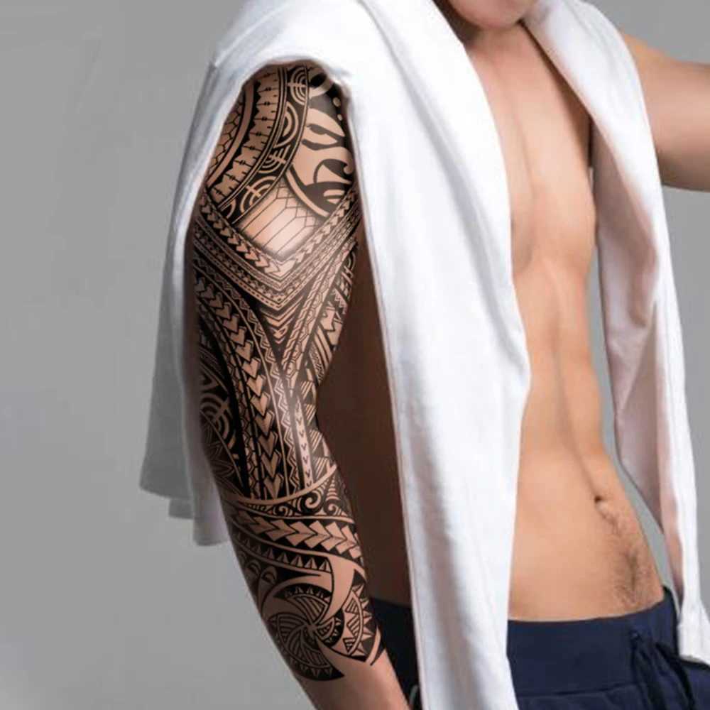 Large sleeve waterproof temporary tattoo sticker Indian tribal machine turtle totem fake tattoo body art mens legXJ25414