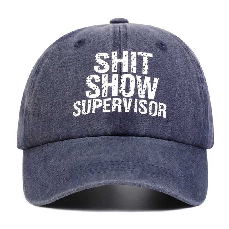 Neutral Shit Show Supervisor Print Wash Baseball Hat Spring and Autumn Outdoor Adjustable Casual Hat Sunscreen Hat W250414