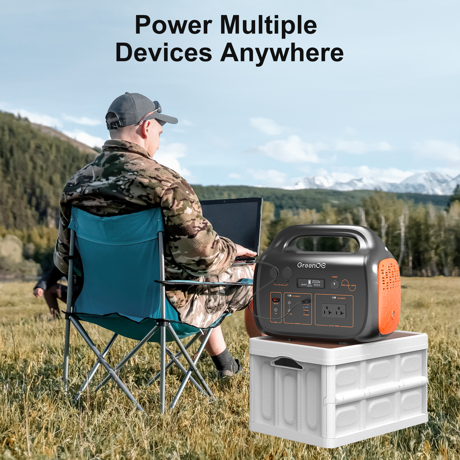 GreenOE 1000W 1204Wh Portable Power Station for Outdoors Travel Hunting Home Lithium Battery Backup