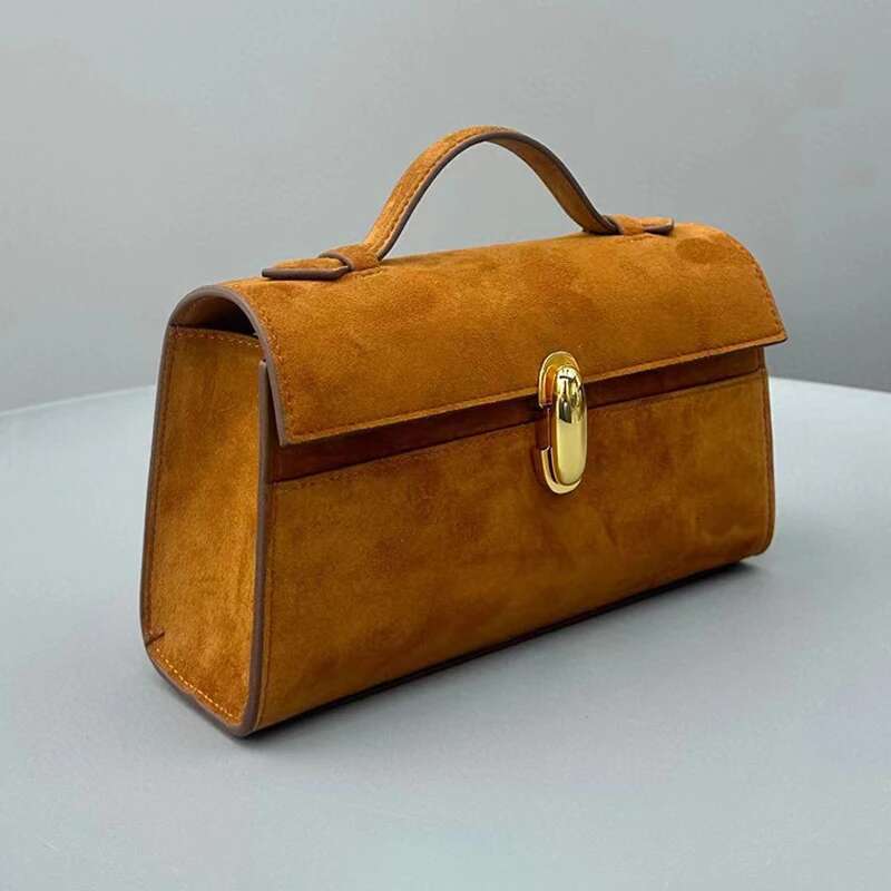 Genuine Leather Small Square Bags For Women Designer Handbag Purses 2025 New In Vintage Frosted Suede Simple Ladies Tote