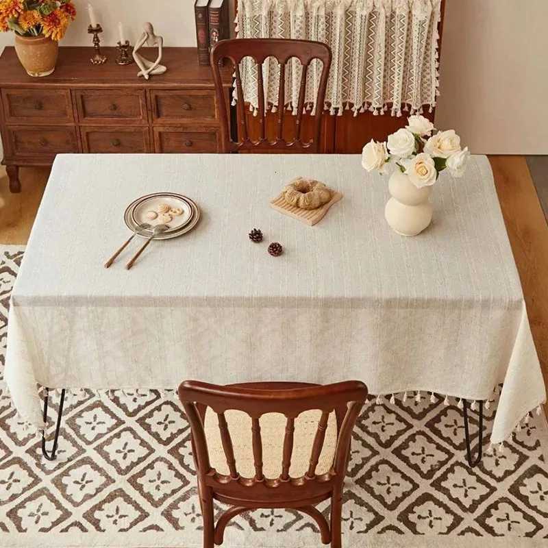Christmas 1pc Classical Tablecloth Line Tassel Atmosphere Dining Table Cloth Dust Decorative Cloth Living Room Coffee Cover Towel Y251113