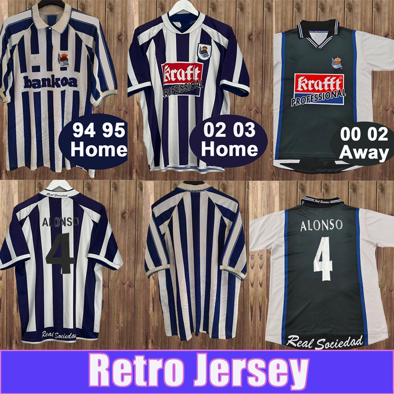1994 2003 Real Sociedad Retro Mens Soccer Jerseys KOVACEVIC KARPIN ALONSO Home vintage Football Shirts Uniforms