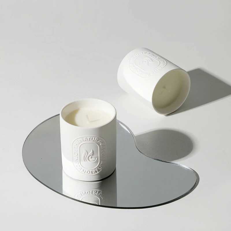 Simple Ceramic Cup Aratherapy Candle Soy Wax He Bedro Rantic Fragrance Decoration Ornament Scented Candle Cup H251114