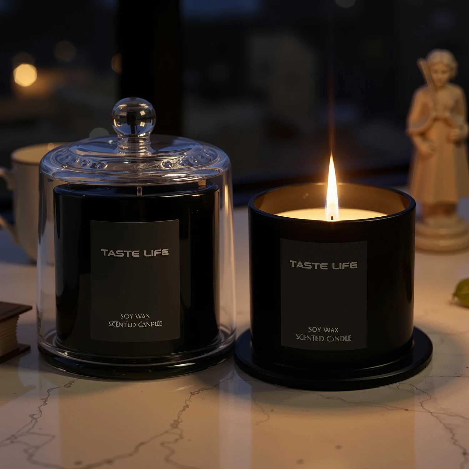 Premium Soy Wax Scented Candles with Cloche Smokeless Essential Oil Aratherapy for He Spa Gift-Ready Decorative H251114