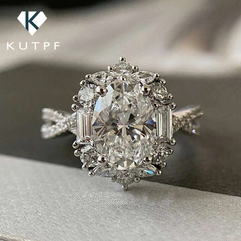 2 Carat D Color Oval Cut Moissanite Diamond Rings with Gra 925 Sterling Silver Engagement Rings Promise Wedding Ring for Women