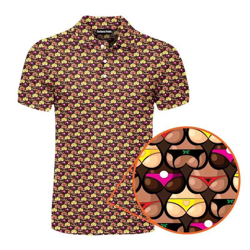 Sexy all print humorous polo shirt mens hip-hop street personality short sleeved button up golf shirt summer carnival party fun top W250414