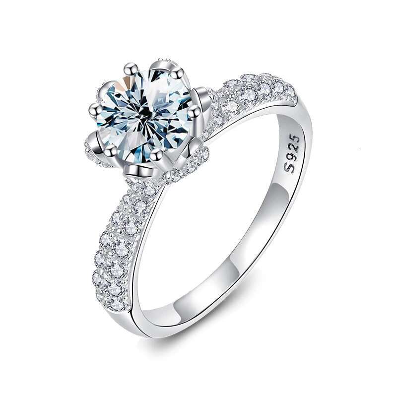 GRA 1CT Ice Queen Fantastic Certified Moissanite Diamond Dating Wedding Rings For Women Real 925 Sterling Silver Fine Jewelry