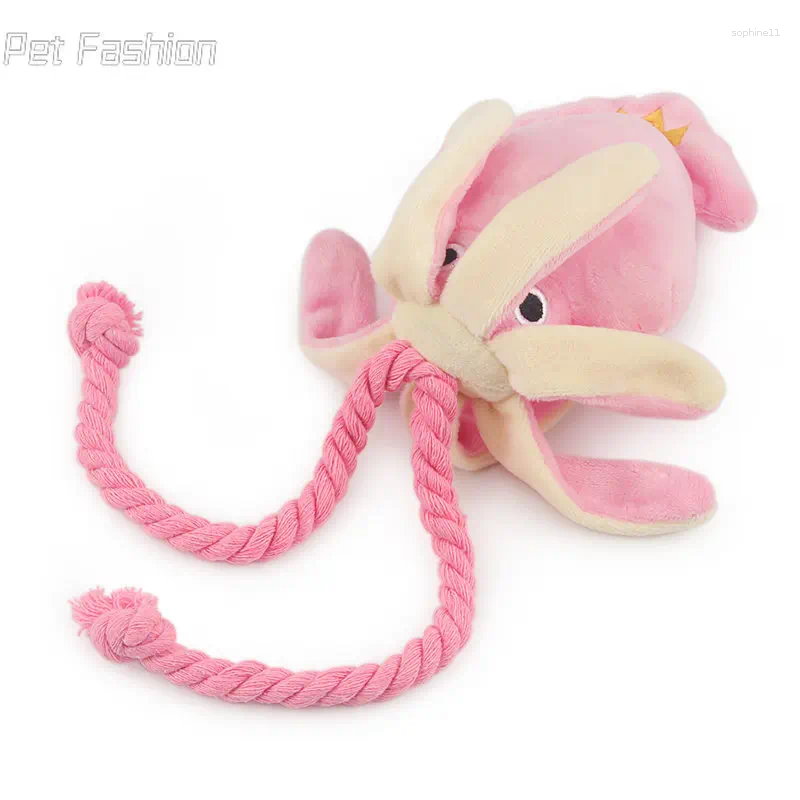 Update Cute Squid Small Dog Toy Sound BB Plush Pet Puppy Rope Toys Pink Chew Squeak For Cat Dogs