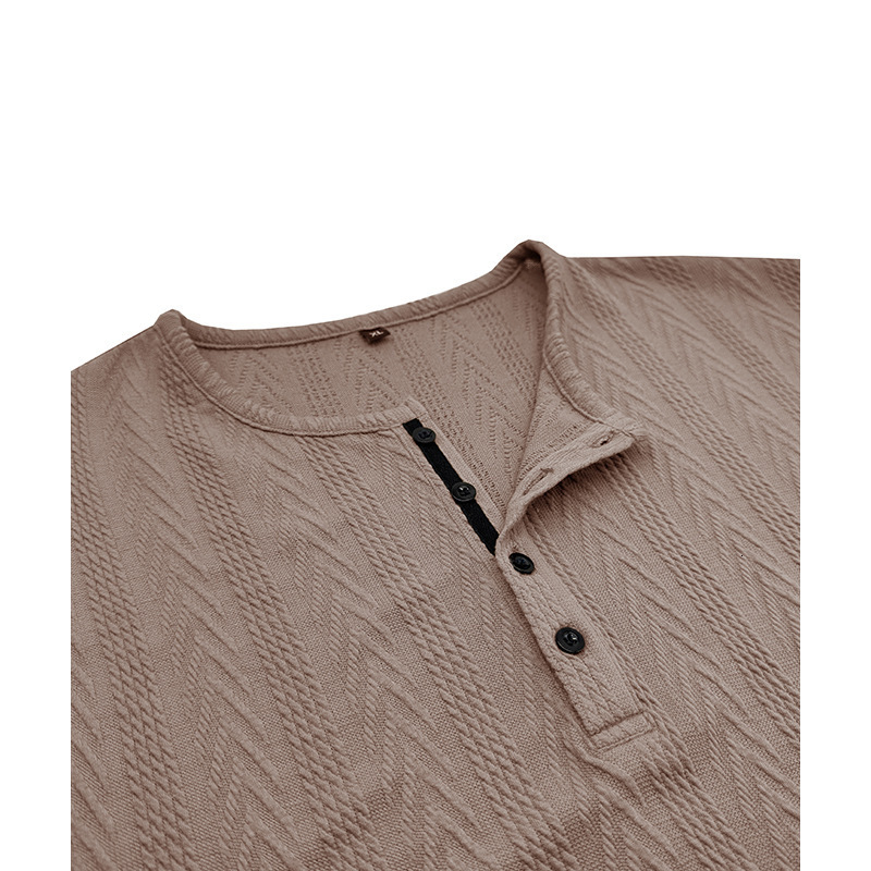 Summer mens fashion knitwear mens short sleeved Henley shirt mens T-shirt
