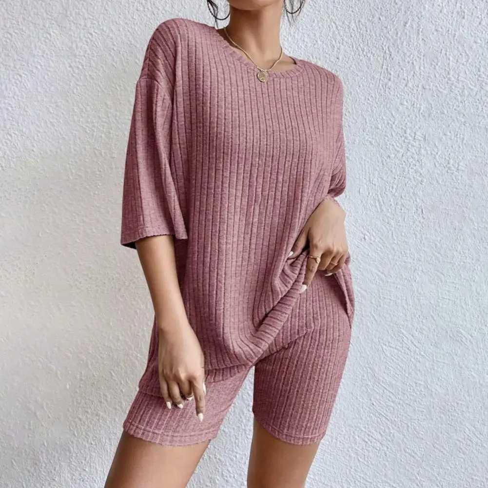 2-piece/set summer womens top shorts set American O-neck shorts Sves top waist shorts set yoga set womens dressXJ250414