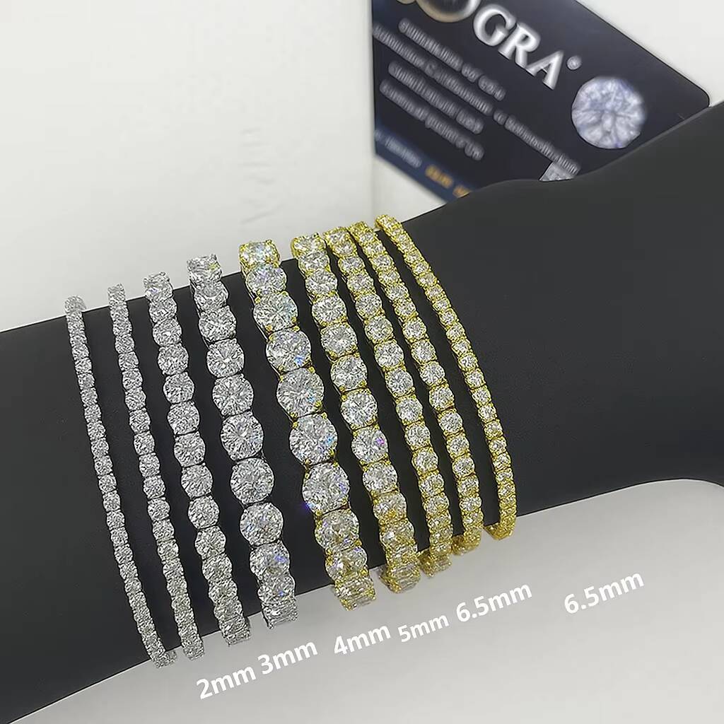 Factory Price White GRA Moissanite Tennis Chain Bracelet Ice Out 925 Silver Bracelet Hiphop Men Moissanite Bracelet