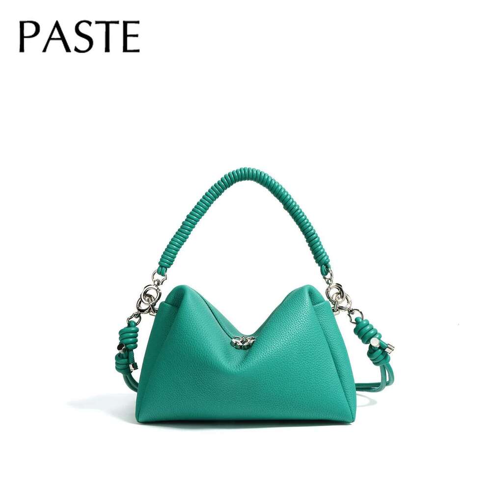 Designer Bag New Fashion Blue Green Color Soft Tote Cord Strap Women Crossbody Shoulder Bag Cow Leather Female Handbag Rope Weaving Handle