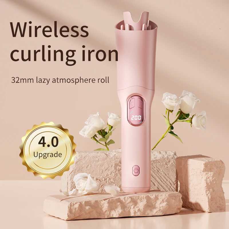 Wireless 32MM Hair Crimper for Loose Waves Portable Heated Barrel Curling Wand Quick Styling ToolT251114