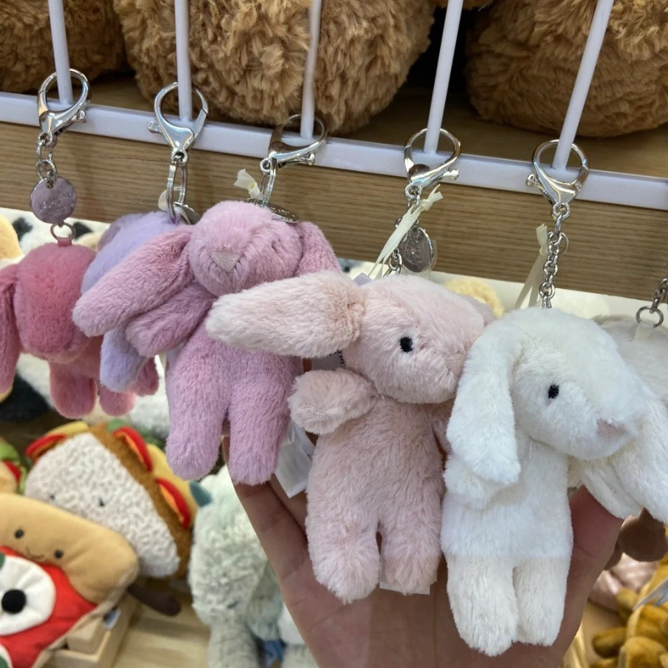 Stuffed Animals Cute Cartoon Rabbit Love Pompom Trinket Toy Girl Bag Car Keychain Mobile Phone Pendant Jewelry Gift 250708 TUES