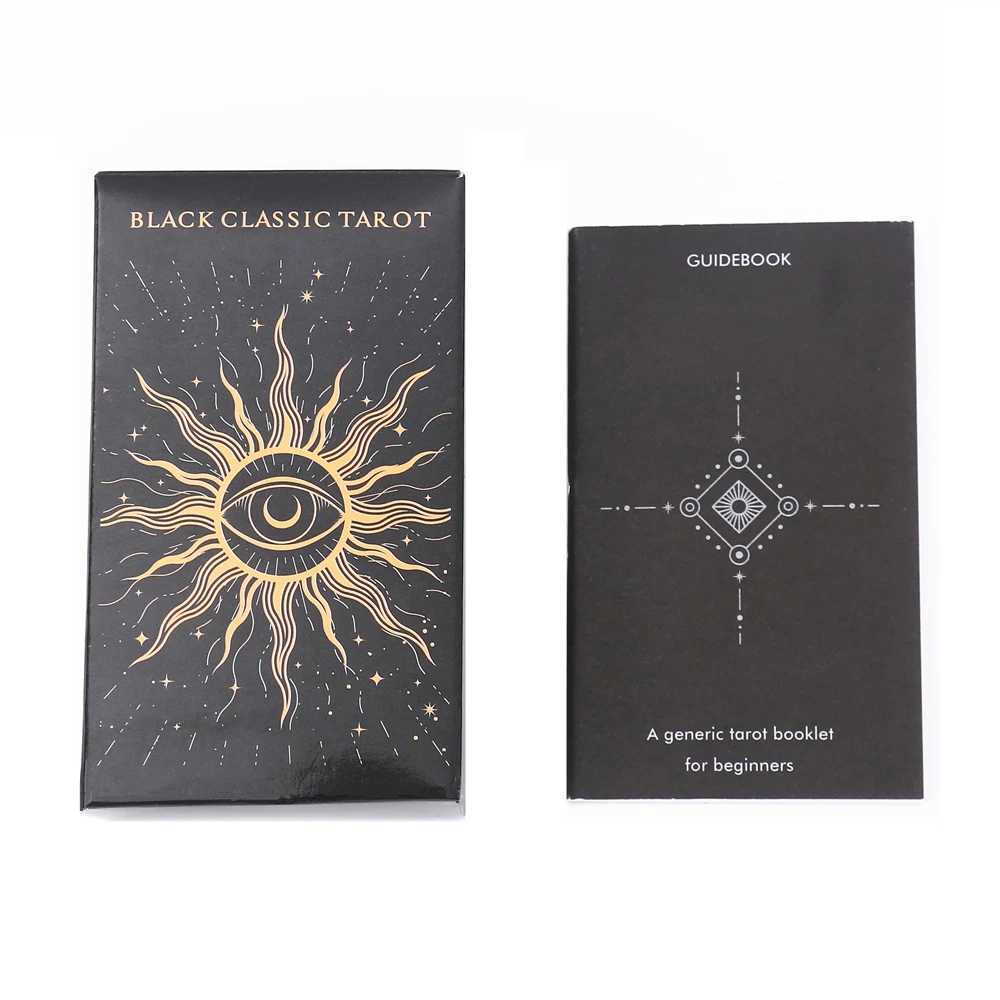 Black Classic Tarot Cards Deck 78pcs Fortune-Telling Game Set with Guidebook for Family Gatherings and Board Games C251114