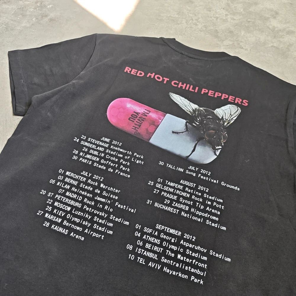 Yao888 Rock Punk Retro Mens Top Three way Large Casual Band Graphic Printing High quality Summer Tshirt 250408