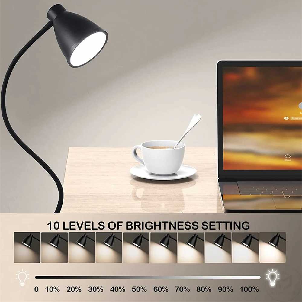 38 LED Desk Lamp 3 Color Modes 10 Brightness Dimmer Reading Light Auto Off Timer Desk Light Flexible Gooseneck Clip Book Light M251114