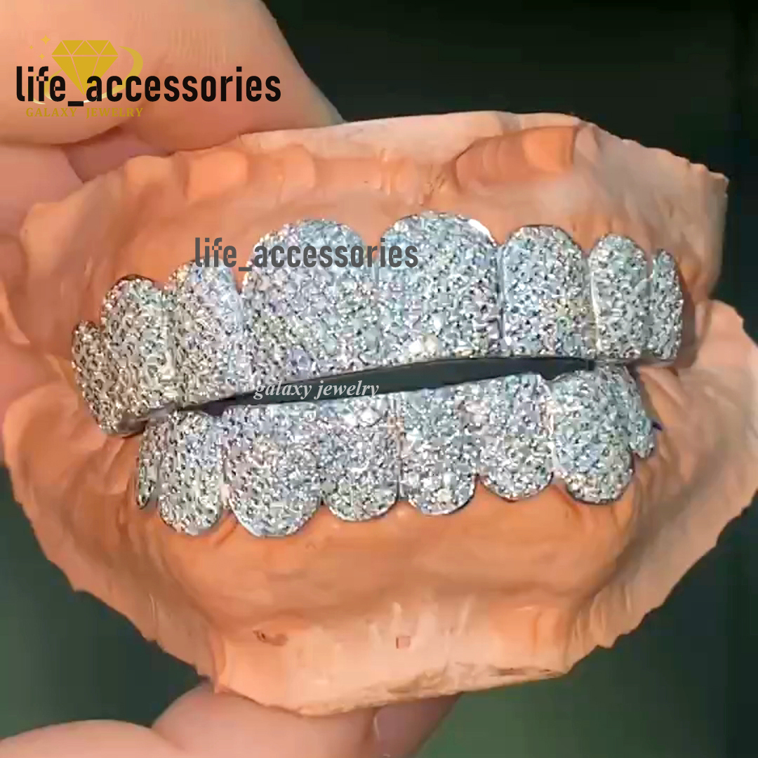 Rapper Custom Moissanite Grillz Diamond Fine Body Jewelry Iced Out Vvs 925 Solid Silver Cheap Price Manufacturers Teeth Grillz