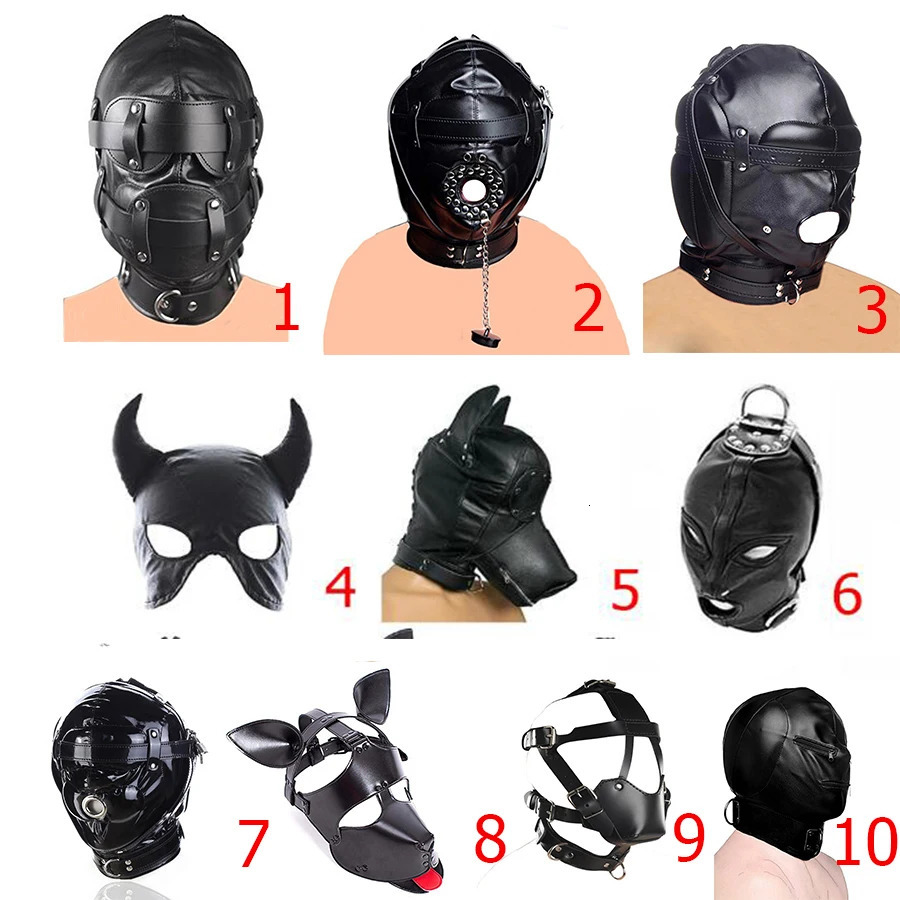 SM Leather Padded Hood BlindfoldHead Harness Mask Gag BDSM Bondage Sex Toys For Couples Accessories 250410