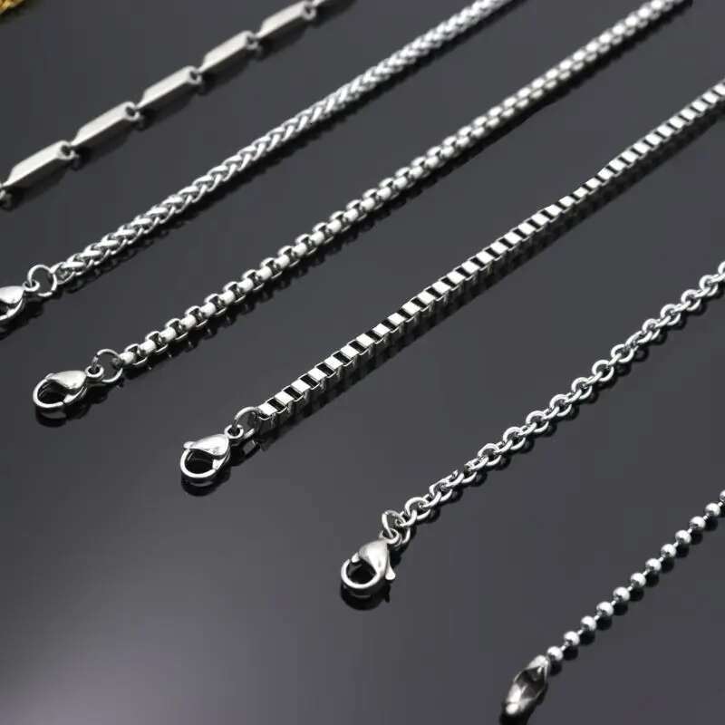 50 60 70 80cm Silver Color Mens Dragon Box Bead Snake Long Stainless Steel Necklace Chain For Pendant Women Jewelry Accessories