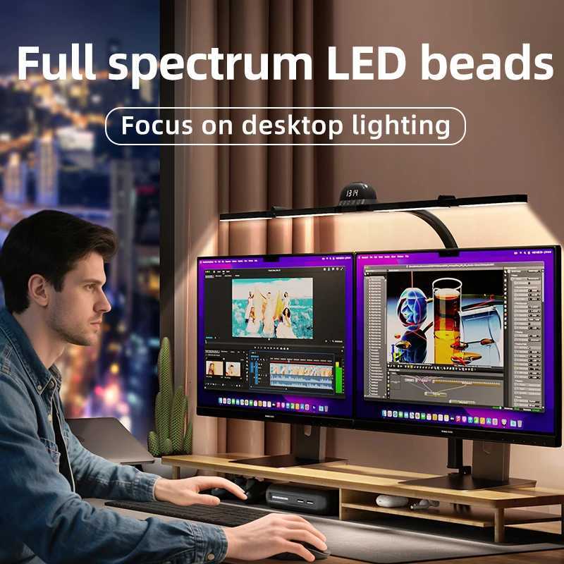 120cm Full Spectrum LED Multi-Function Eye-Caring Desk Lamp Stepless Dimming 5 Colour Temperatures Clip-on Computer Monitor Lamp M251114