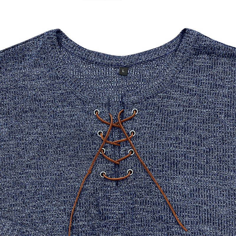 2025 mens long sleeved lace up Henley shirt mens T-shirt outdoor sports trend top men