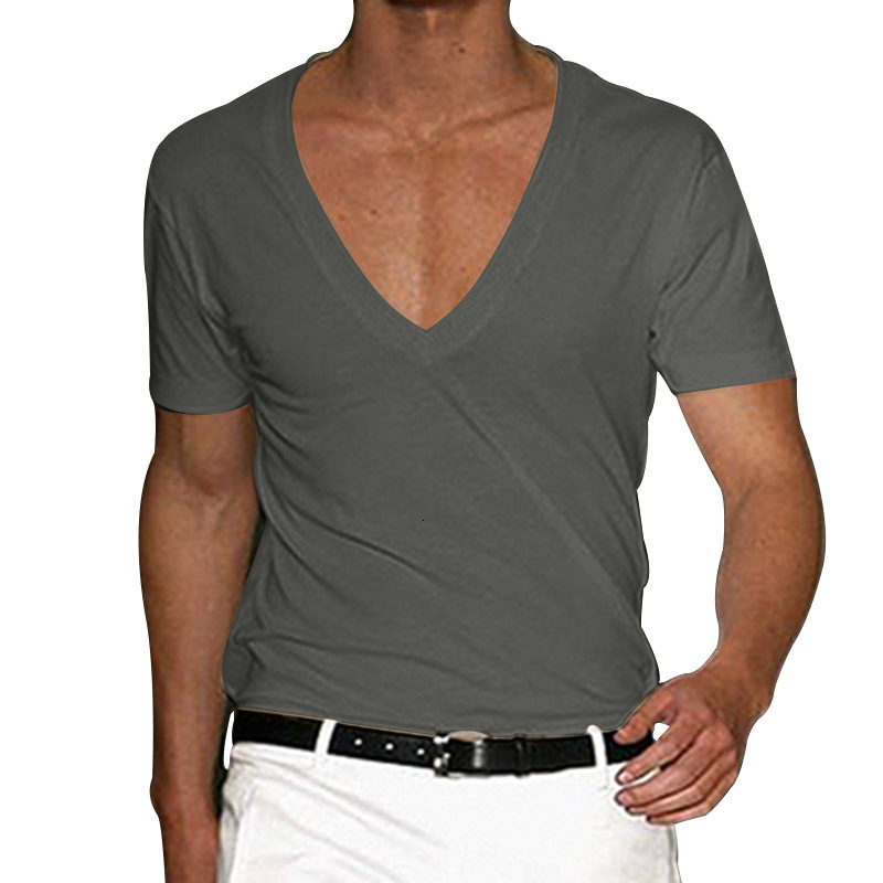 2025 Mens T-shirt Clothing Mens V-neck Solid Large Casual Short Sleeve T-shirt