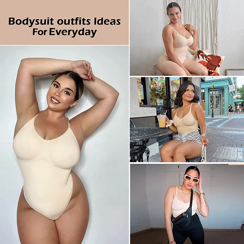 Women's Shapers Low Back Bodysuits Shapewear Thong Open Crotch Body Scoop Shaper Wear Seamless Suit Compress