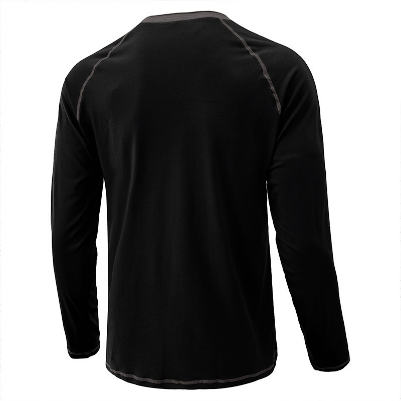 Mens Madden Shoulder Long Sleeve T-shirt Autumn/Winter Mens Henry T-shirt