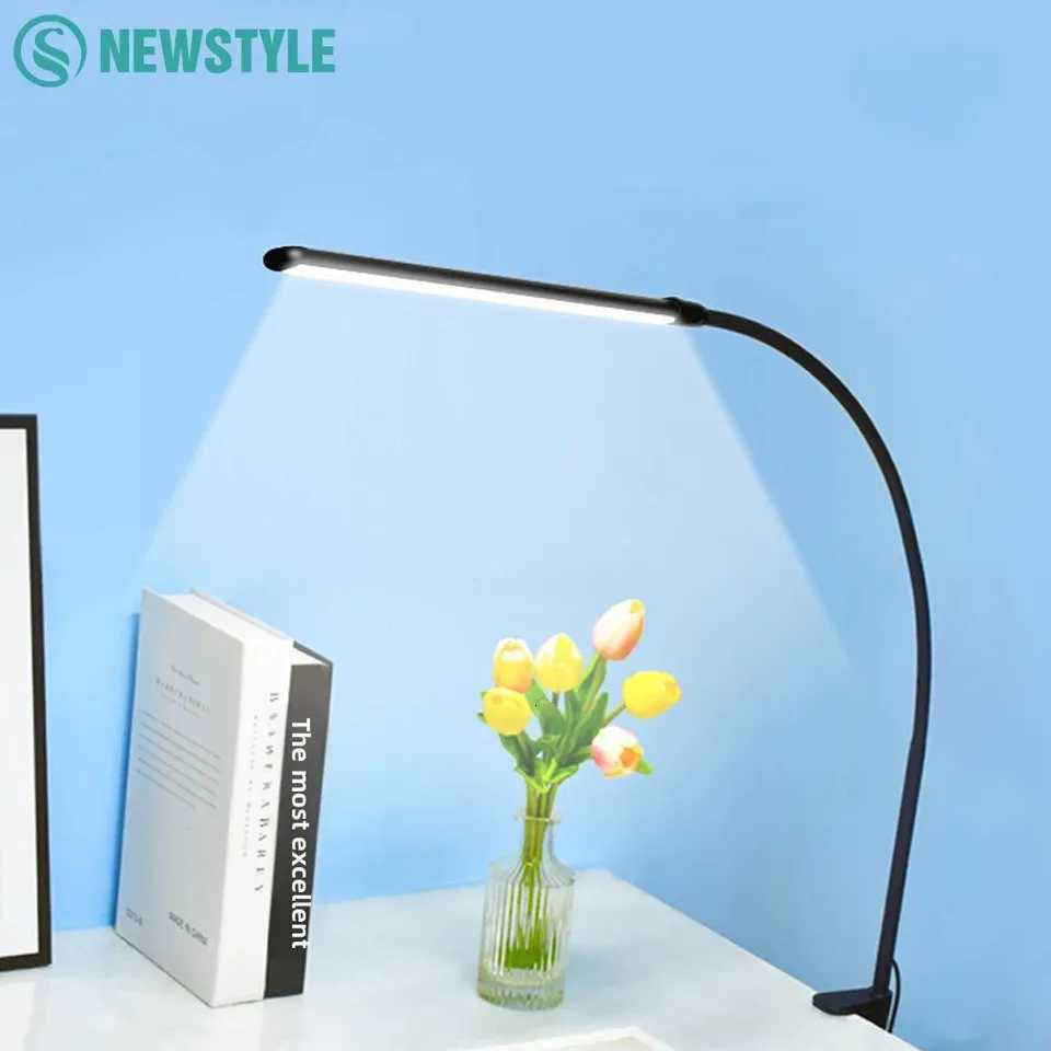 LED Eye-care Desk Lamp 10 Brightness Level 3 Lighting Modes Flexible Gooseneck Work Study Table Lamp with Clamp USB PC Desk Lamp M251114