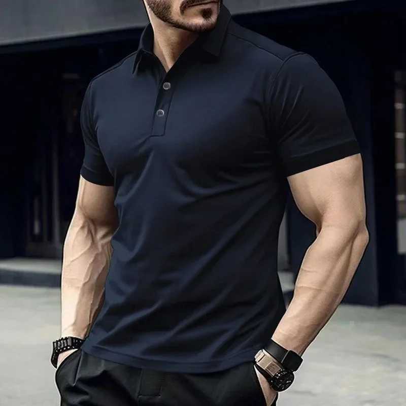 New mens polo shirt for summer 2024 with polo collar and buttons solid color casual sports polo shirt W250414