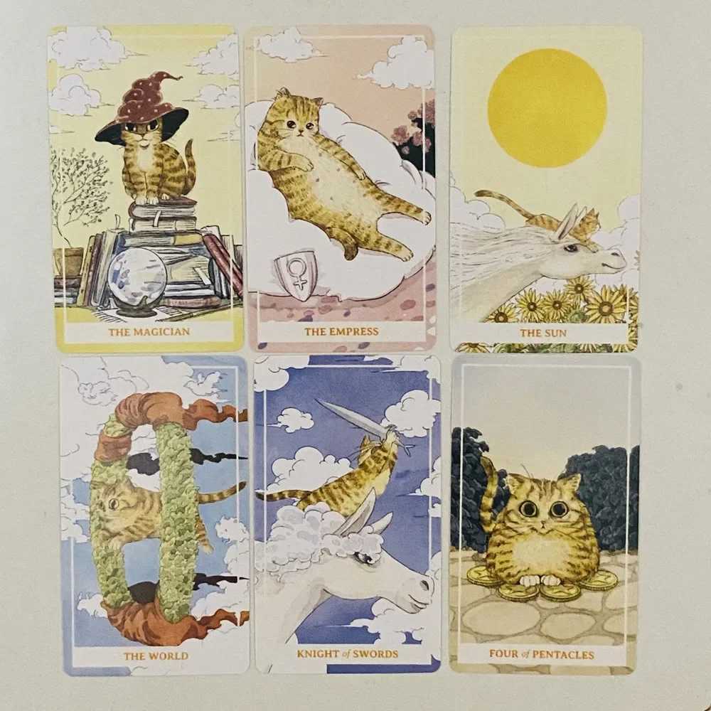 Sunny Orange Cat Tarot Deck 78PCS English Cute Kitten Tarot cards Divination Edition Deck Borad for Cat Lovers C251114