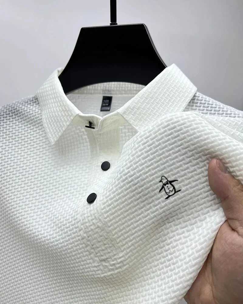 Mens Golf Business Polo Summer Trend 2025 Mens Polo Shirt New High Collar T-shirt Casual Short Sleeve Polo Top W250414