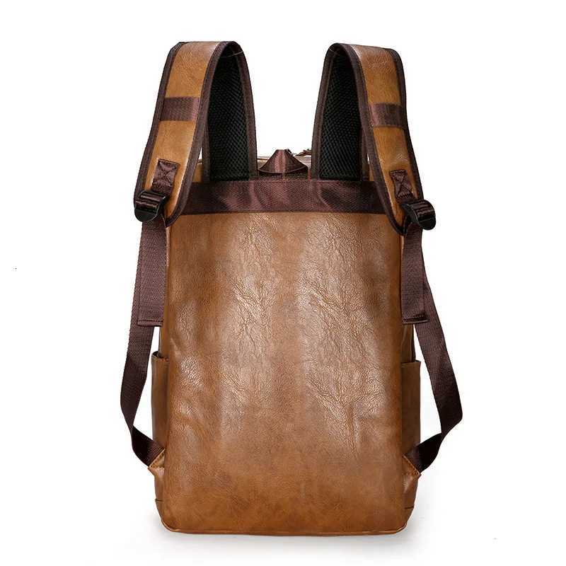 Men Backpack PU Leather Bagpack Large Laptop Backpacks Male Mochilas Casual Schoolbag For Teenagers Boys High Quality RucksackT251113