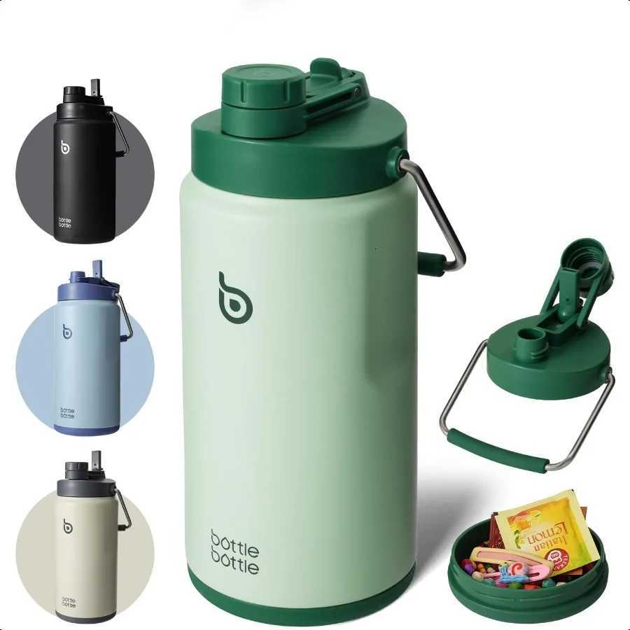 Insulated Water Bottle 64 oz Vacuum Stainl Steel Green C251114