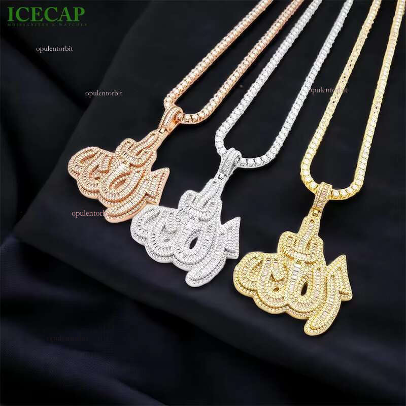 Men's Iced Letter Hip Hop Jewelry Tested Pure Sier VVS Moissanite Pendant