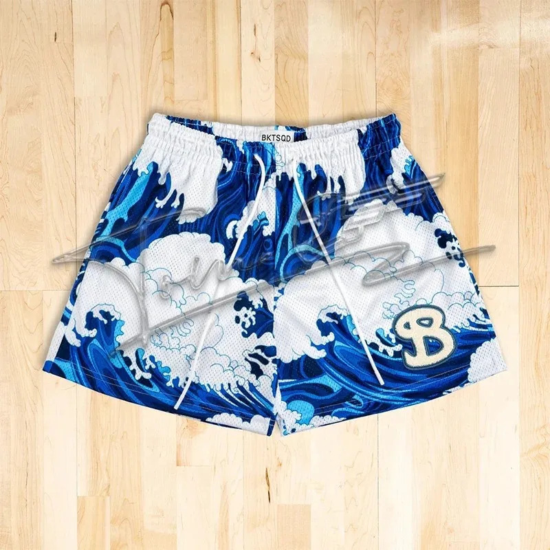 BKTSQD American fashion trend training shorts mens and womens mesh quick drying quarter knee basketball running beach 250414
