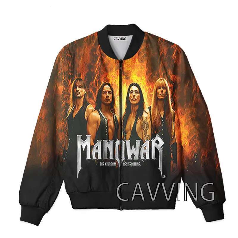 New Fashion Women/Men's 3D Print Manowar Band Zipper Bomber Men Overcoat Mens Coat Zip Up Jackets