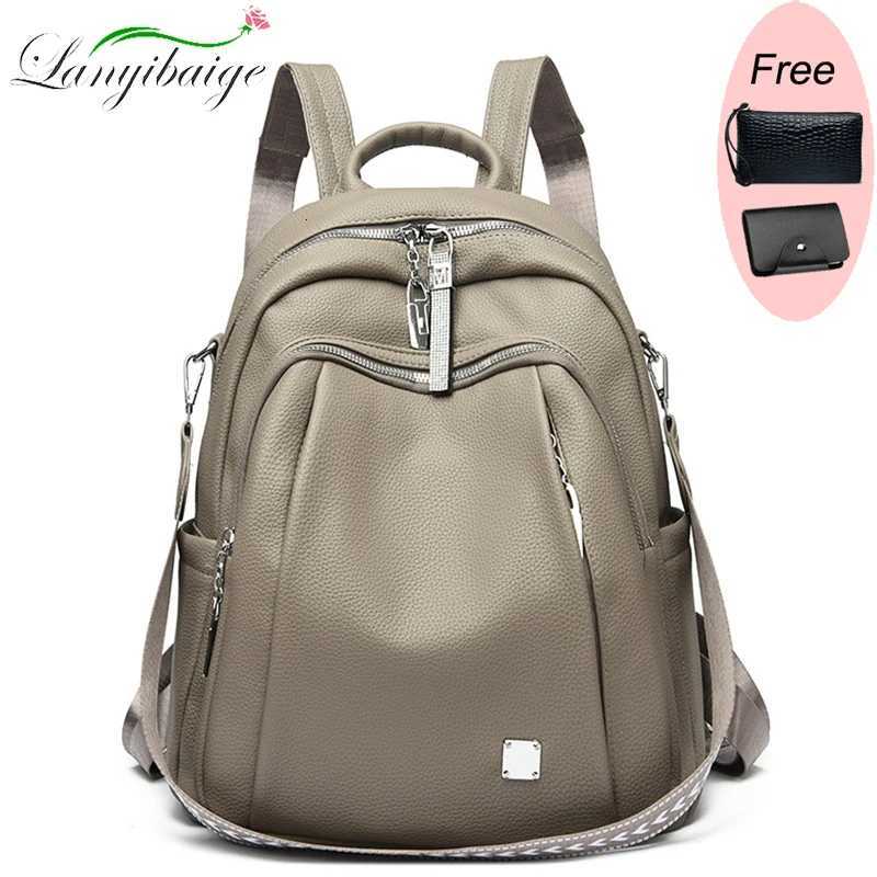 2024 Waterproof Leather Women Backpack Anti-theft Backpacks Shoulder Bags for Teenager Girls Large Capacity Travel School BagW251113