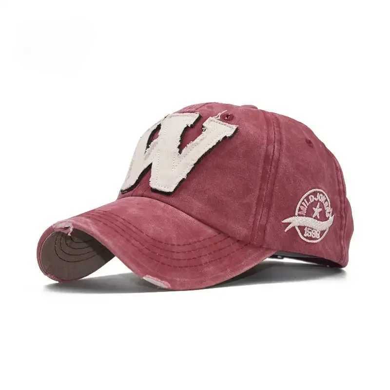 Embroidery Letter W baseball cap snap cap bone box cap Distressed Wearing suitable for mens custom hats W250414