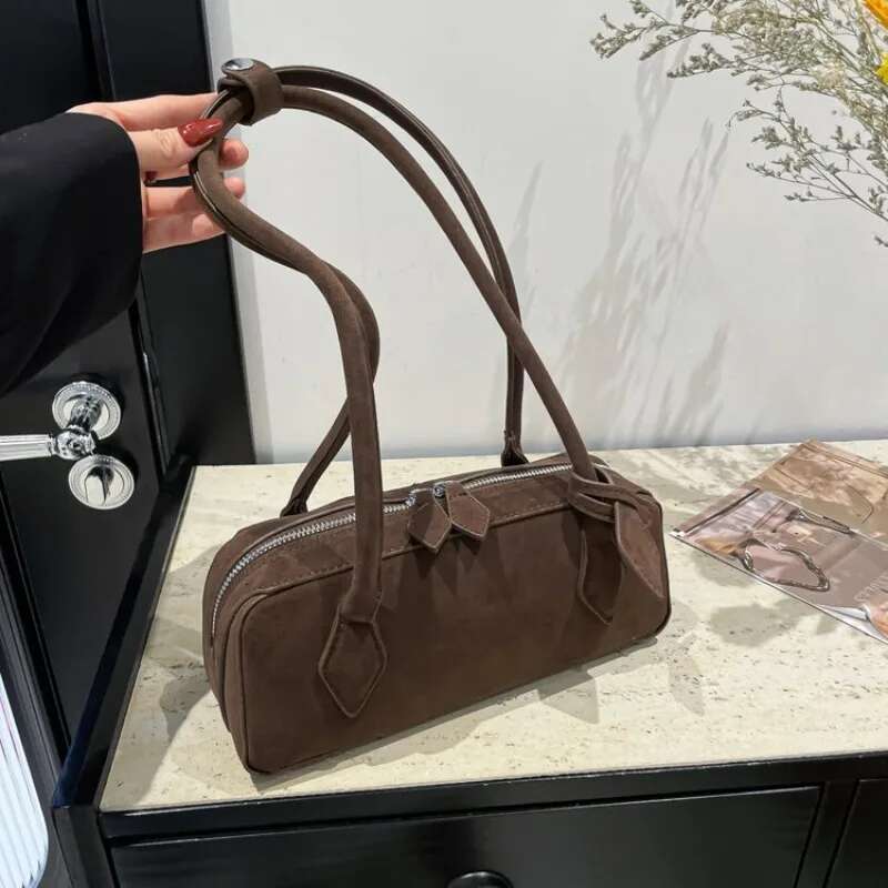 PU Zipper Solid Color Bowg Shoulder Fashionable Simple Tote Women's Cute Maiden Underarm Bag New Bolso De Hombro