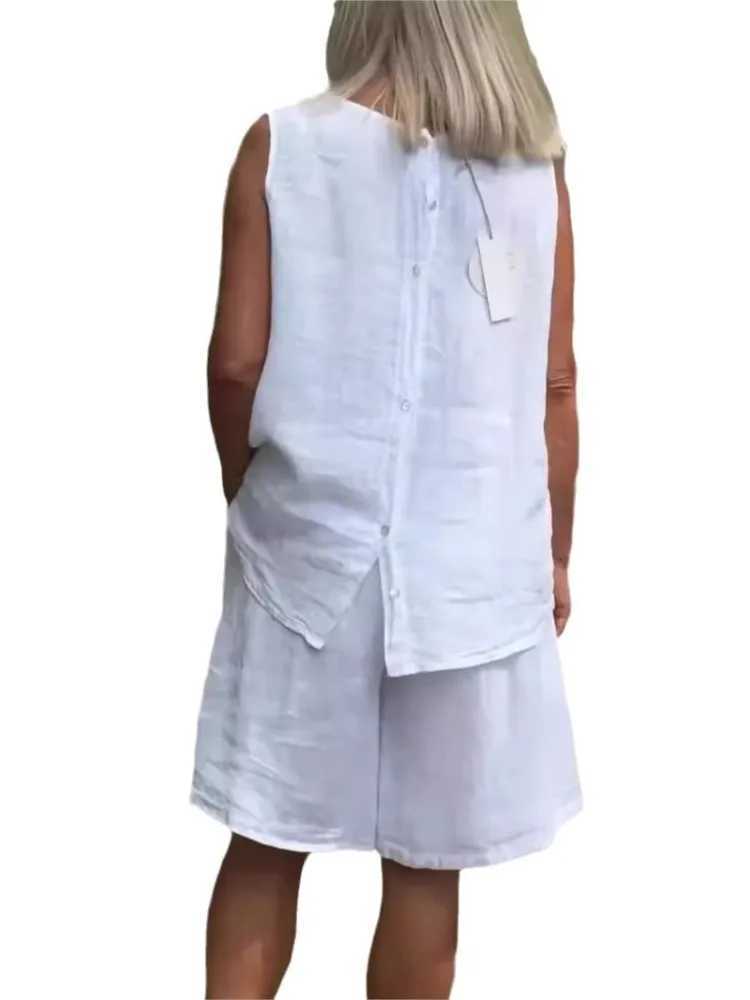 Womens Cotton O-neck Strapless Casual Set Summer Solid Womens Ele Casual Two Piece Set New Womens WearXJ250414