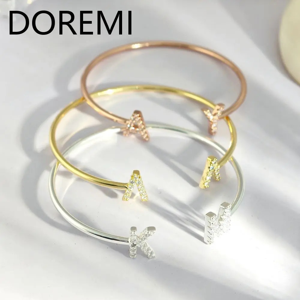 DOREMI Waterproof SimpleBracelet Initial Letter Birthstone Custom Gift Cuff Bangle 250408