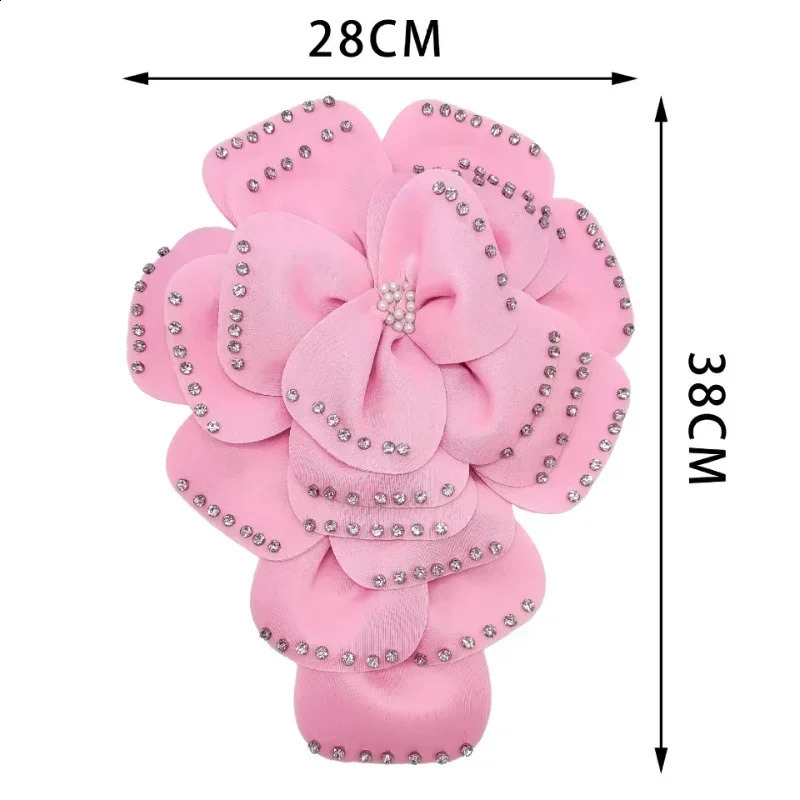 Handmade multi-layer fabric large chest womens crystal pearl lapel pin wedding party jewelry accessories gift 250409