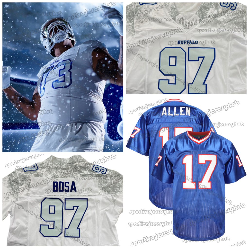 2025 Josh Allen Custom Football Jersey Stitched Trubisky Cook III Johnson Davis Moore Shakir Kincaid Coleman Palmer Knox Samuel Bosa Hamlin Casual Wear