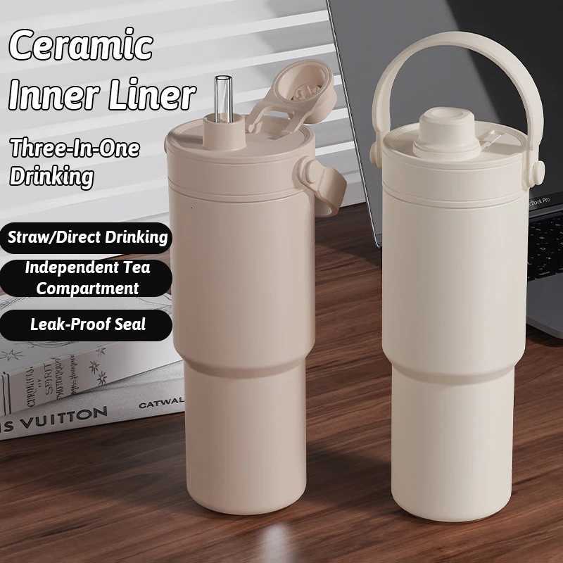 750ml Vacuum Flasks Thermoses With Straw Handle Thermal Mug Water Bottle 316 Stainless Steel Insulating Tumbler For Car C251114