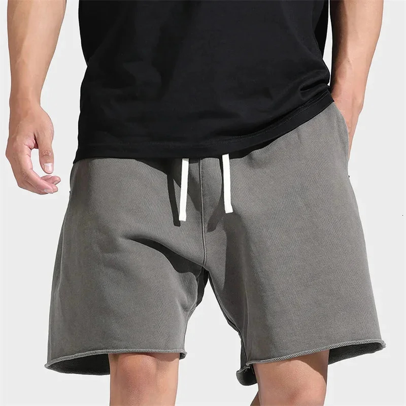 Zipper Pocket Fitness Shorts for Mens Summer Trend Cotton Loose Casual Running Basketball 250414