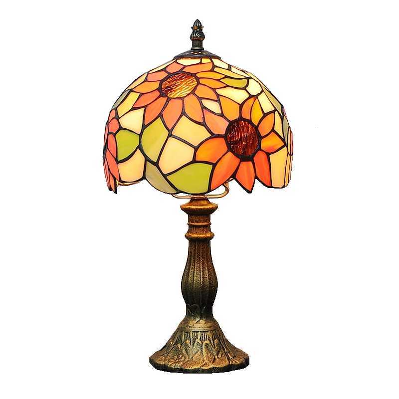 Nordic Sunflowers Pastoral Retro Desk Lamp Tiffany Glass Wedding Gifts Lighting Bedroom Bedside Reading Light Personality M251114